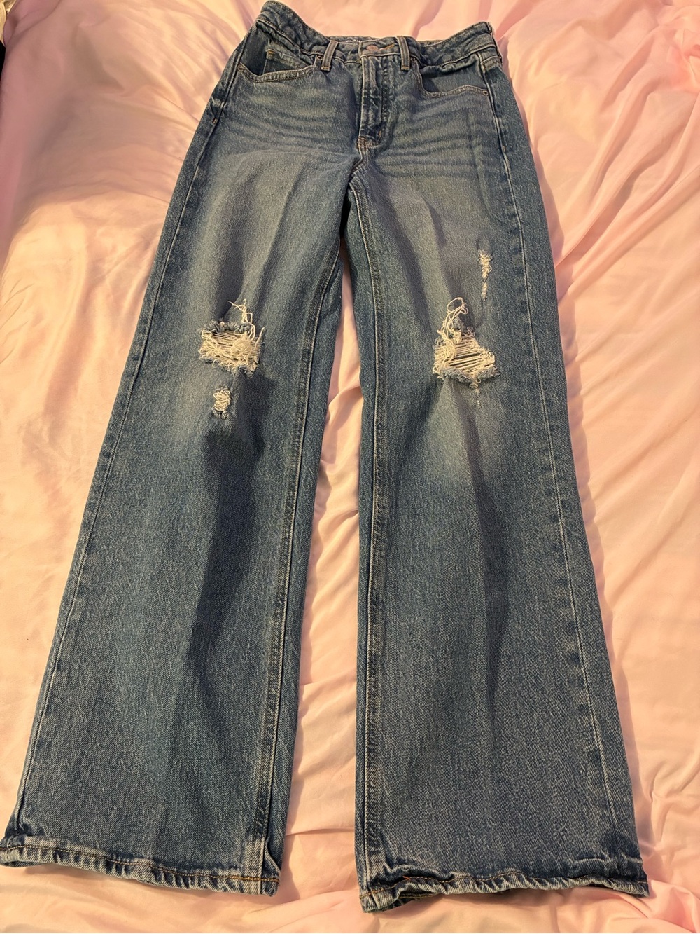Old Navy Distressed Dark Blue Wide Leg Jeans
